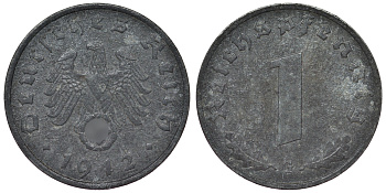 Германия 1 рейхспфенниг 1942 G KM 97, J. 369 цинк 4124-226