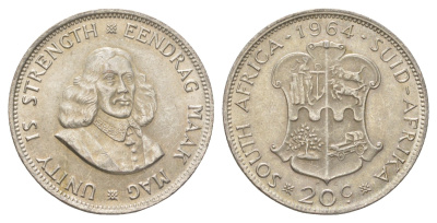 ЮАР 20 центов 1964 KM 61 серебро UNC 4622-726