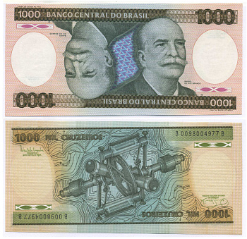 Бразилия 1000 крузейро 1985 барон Риу-Бранку, подпись 22 Pick 201c бумага UNC (ПРЕСС) 445-42-1-2
