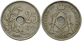 Бельгия 25 сантимов 1923 Belgique KM 68 медно-никель 4165-443