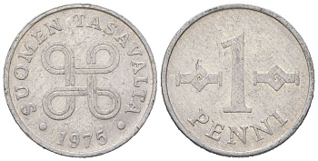 Финляндия 1 пенни 1975 KM 44a алюминий 4617-1136