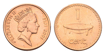 Фиджи 1 цент 2001 KM 49a цинк плакированный медью UNC 4668-562