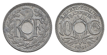 Франция 10 сантимов 1941 KM 895 цинк 4651-948