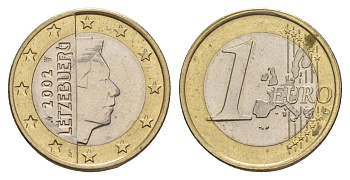 Люксембург 1 евро 2002 KM 81 биметалл UNC 4637-544