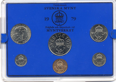 Швеция набор монетного двора из 6 монет 1979 в пластике Карл XVI Густав (1973- ) KM MS11 UNC 4-3-6-97