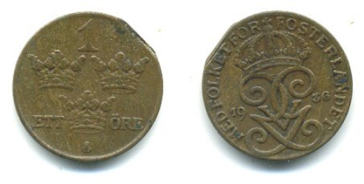 ШВЕЦИЯ 1 ЭРЕ 1936 KM 777.2 бронза 04-932