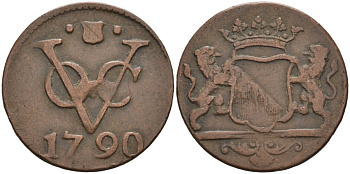 Нидерландская Восточная Индия, Утрехт (Утрехт) 1 дуит 1790 KM 111.1 медь 4577-316