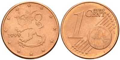 Финляндия 1 евроцент 1999  KM 98 сталь плакированная медью  UNC  4189-155