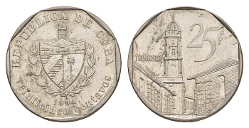 Куба 25 сентаво 1994 площадь в Тринидаде KM 577.1 сталь плакированная никелем 4646-415