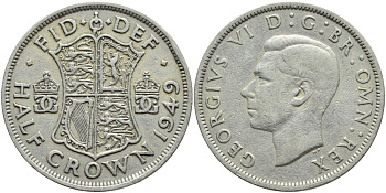 Великобритания 1/2 кроны 1949 Георг VI (1936-1952) KM 879, Spink 4106 медно-никель 4386-914