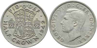 Великобритания 1/2 кроны 1949 Георг VI (1936-1952) KM 879, Spink 4106 медно-никель 4386-914