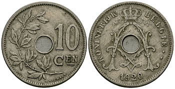 Бельгия 10 сантимов 1920 Belgie KM 86 медно-никель 4172-1242