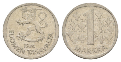 Финляндия 1 марка 1974 KM 49a медно-никель 4525-1135