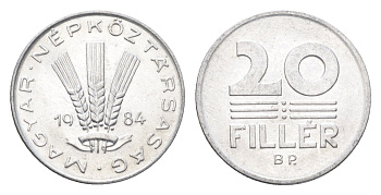 Венгрия 20 филлеров 1984 BP KM 573 алюминий 4665-1229