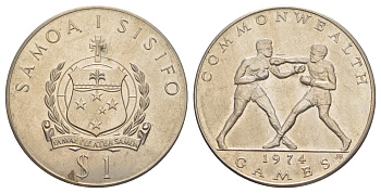 Самоа 1 тала 1974 Игры Содружества - бокс KM 18 медно-никель UNC 4184-735