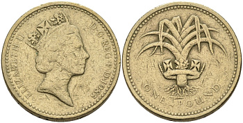 Великобритания 1 фунт 1985 Елизавета II (1952-2022) KM 941, Spink 4331 никель латунь 81-1014