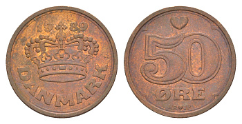 Дания 50 эре 1989 Маргрете II (1972-2024) KM 866 бронза 4529-917