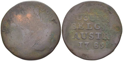 АВСТРИЙСКИЕ НИДЕРЛАНДЫ 1 ЛИАРД 1789 ЖОЗЕФ II (1780-1790) KM 30 медь 210-1157