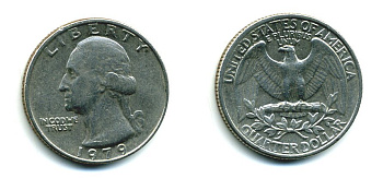 США 25 ЦЕНТОВ = КВОТЕР 1979 ВАШИНГТОН KM А164а медь плакированная медно-никелем 59-1931