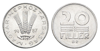 Венгрия 20 филлеров 1987 BP KM 573 алюминий 4668-129
