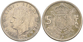 Испания 5 песет 1982 Хуан Карлос I (1975-2014) KM 823 медно-никель 259-352