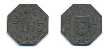 КАМБЕРГ 10 ПФЕННИГОВ 1917 НОТГЕЛЬД 29-242