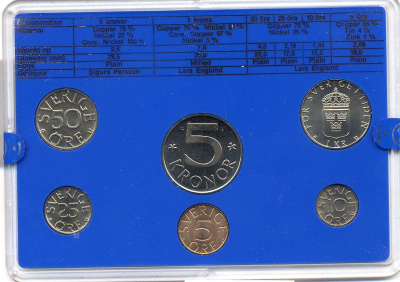 Швеция набор монетного двора из 6 монет 1979 в пластике Карл XVI Густав (1973- ) KM MS11 UNC 4-3-6-103