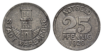 Варендорф 25 пфеннигов 1920 Funck 575.5, Men18 32804.5 железо 4548-1126