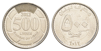 Ливан 500 ливров 2012 кедровое дерево KM 39a сталь плакированная никелем 4650-552