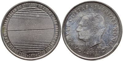 Швеция 1 крона 2009 Карл XVI Густав (1973- ) KM 894 медно-никель 84-524
