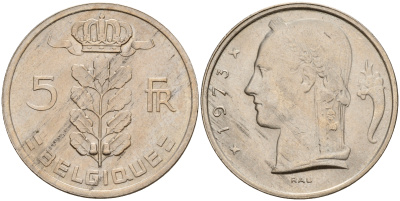 Бельгия 5 франков 1973 Belgique KM 134.1 медно-никель  UNC  4187-241