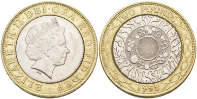 Великобритания 2 фунта 1998 Елизавета II (1952-2022) KM 994, Spink 4570 (K9) (K9) биметалл 180-625