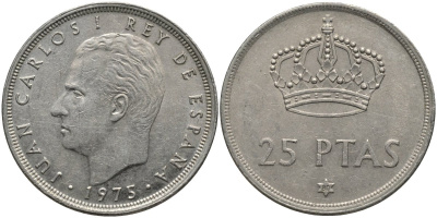 Испания 25 песет 1975 (80) Хуан Карлос I (1975-2014) KM 808 медно-никель 4171-722