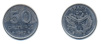 БРАЗИЛИЯ 50 КРУЙЗЕЙРО 1982 KM 594.1 сталь aUNC 51-4825