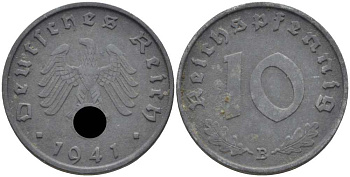 Германия 10 рейхспфеннигов 1941 B KM 101, J. 371 цинк 4401-752