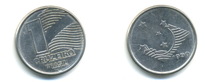 Бразилия 1 крузейро 1990 KM 617 нержавеющая сталь aUNC 93-1013