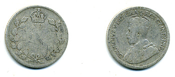 Канада 10 центов 19ХХ ГЕОРГ V серебро 46-1053