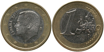 Испания 1 евро 2017 M. Филипп VI (2014-) KM 1327 биметалл 4573-923