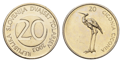 Словения 20 толаров 2003 KM 51 медно-никель UNC 4698-946