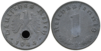 Германия 1 рейхспфенниг 1944 B KM 97, J. 369 цинк 4668-1153