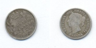 КАНАДА 5 ЦЕНТОВ 1880 KM 2 серебро 46-2354