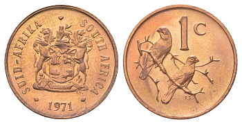 ЮАР 1 цент 1971 KM 82 бронза PROOF 4617-247