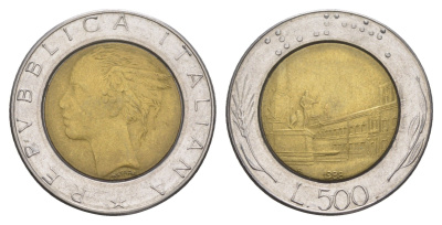 Италия 500 лир 1988 KM 111 биметалл 4556-435