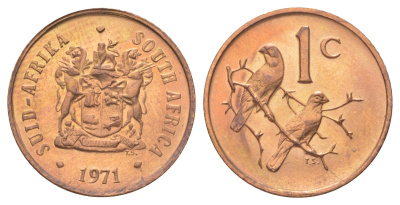 ЮАР 1 цент 1971 KM 82 бронза PROOF 4617-247