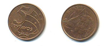 БРАЗИЛИЯ 5 СЕНТАВО 2009 KM 648 сталь плакированная медью 176-551