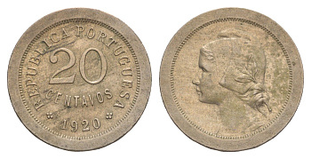 Португалия 20 сентаво 1920 KM 571 медно-никель UNC 4127-811