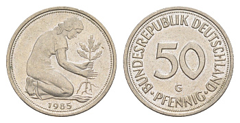 ФРГ 50 пфеннигов 1985 G KM 109.2, J. 384a медно-никель 4632-747