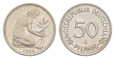 ФРГ 50 пфеннигов 1985 G KM 109.2, J. 384a медно-никель 4632-747