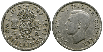 Великобритания 2 шиллинга (флорин) 1951 Георг VI (1936-1952) KM 878, Spink 4107 медно-никель 4607-725