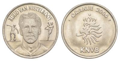 Нидерланды медаль футболисты сборной Голландии на Евро (чемпионате Европы по футболу) 2000 - Руд ван Нистелрой 2000 диаметр 27 мм, вес 8,2 гр медно-никель 4175-317